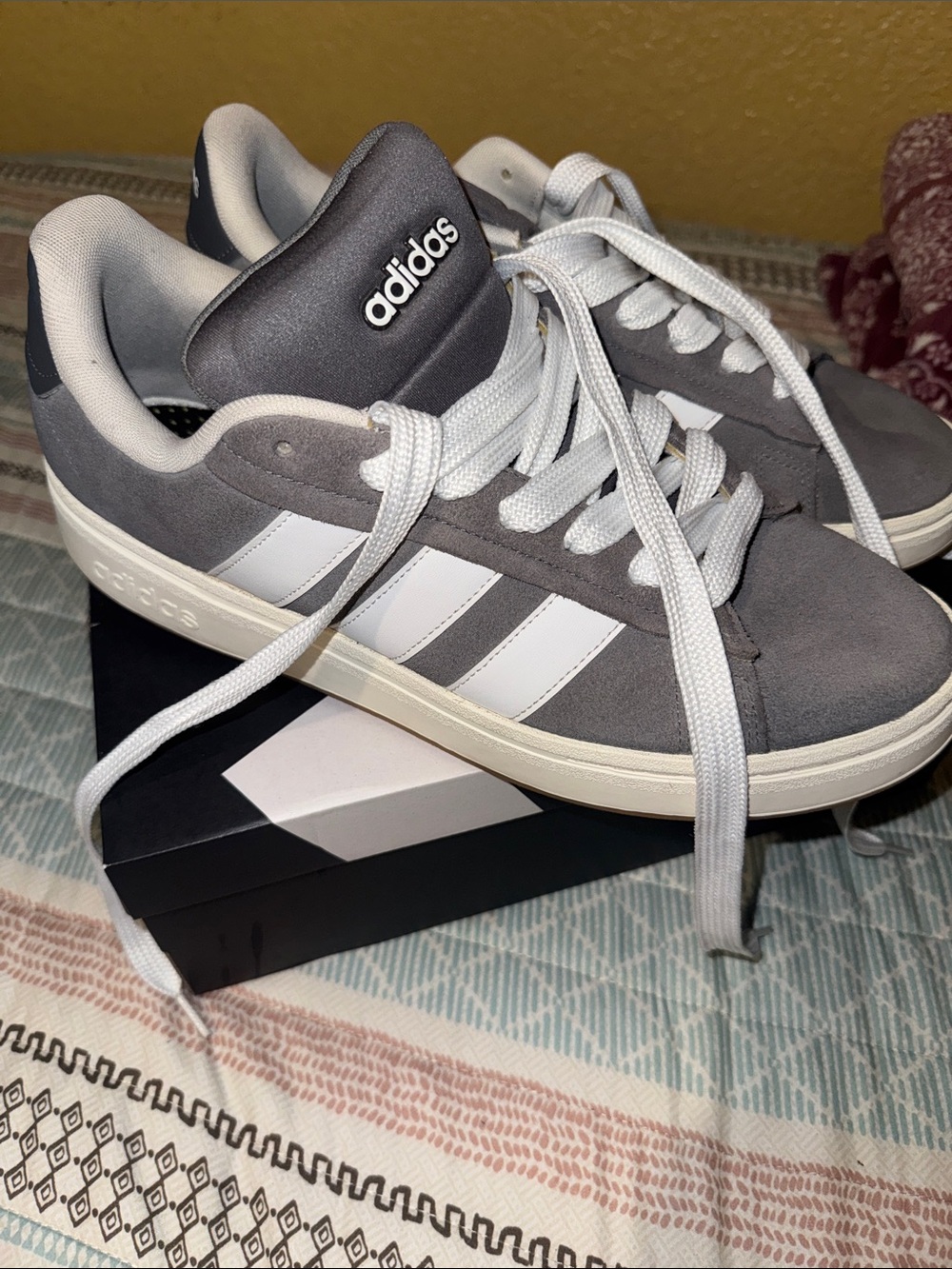 adidas Men’s Gray & White Suede-Style Low-Top Sneakers